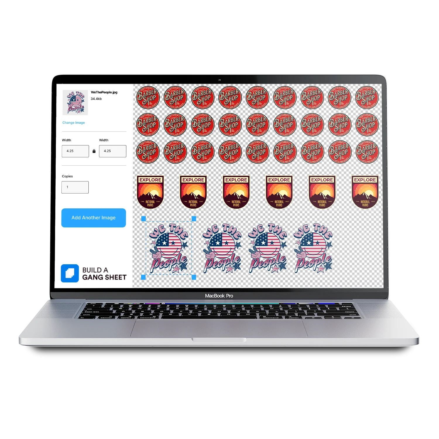 Gang sheet for DTF printing.